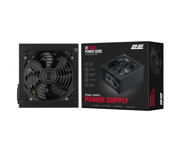 2E Блок живлення Basic Power 600W 80 120мм 1xMB 24pin(20+4), 1xCPU 8pin(4+4), 3xMolex 4xSATA 2xPCIe 8pin(6+2), фото №10