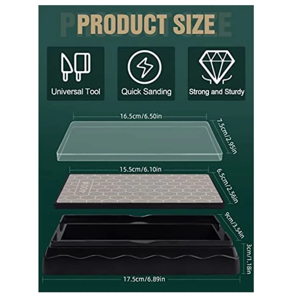 Алмазна точильна пластина двостороння 400/1000 грит з нековзною основою, фото №7