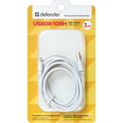Дата кабель USB08-10BH USB Micro white 3m Defender 87468, фото №3