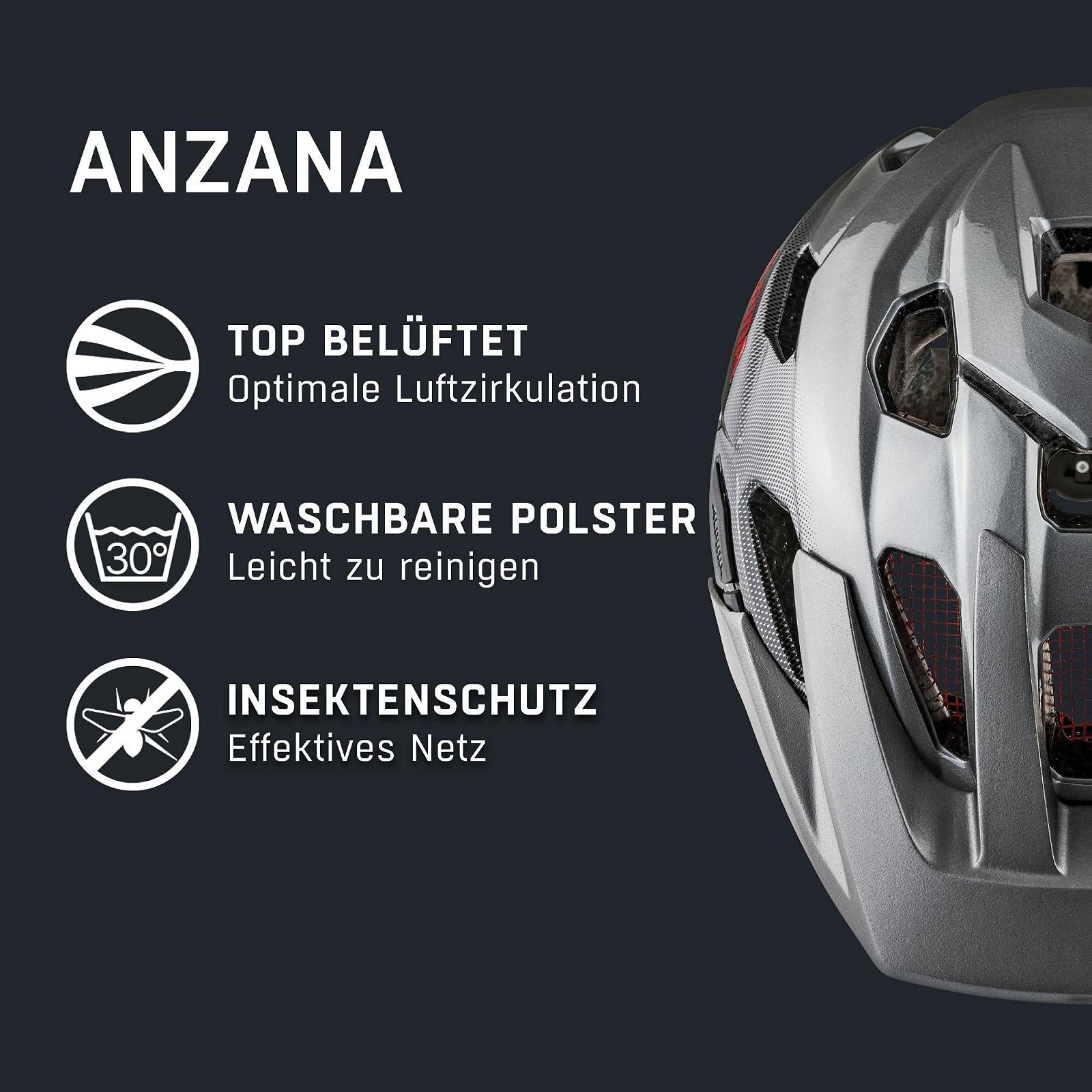 Шлем велосипедный ALPINA ANZANA Регулируемый, Легкий и Безопасный с Сеткой от Насекомых и LED для Взрослых, фото №2