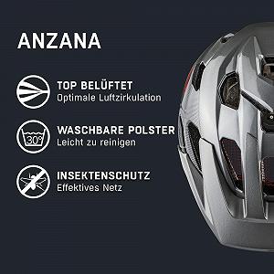 Шлем велосипедный ALPINA ANZANA Регулируемый, Легкий и Безопасный с Сеткой от Насекомых и LED для Взрослых synthetic.ua - Фото 1