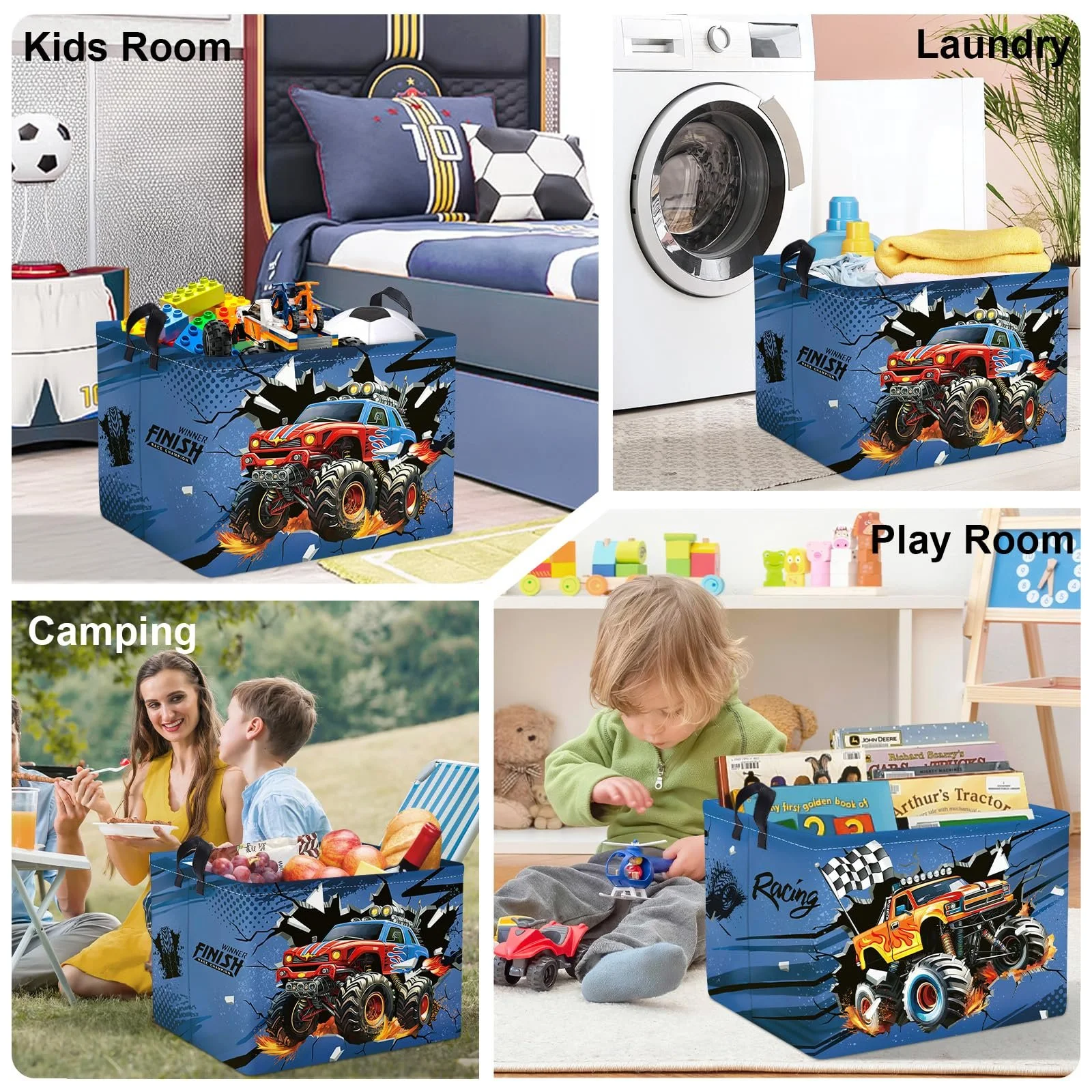 Корзина для игрушек Детская HUUMONSS 3D Car, складная для мальчиков, голубой, 36 л, фото №7 Корзина для игрушек Детская HUUMONSS 3D Car, складная для мальчиков, голубой, 36 л, фото №7