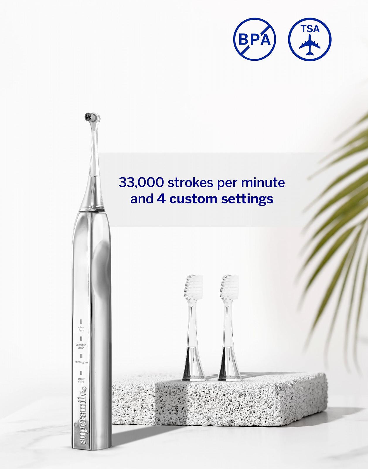 Електрична звукова зубна щітка Supersmile Zina45 Срібляста, фото №6