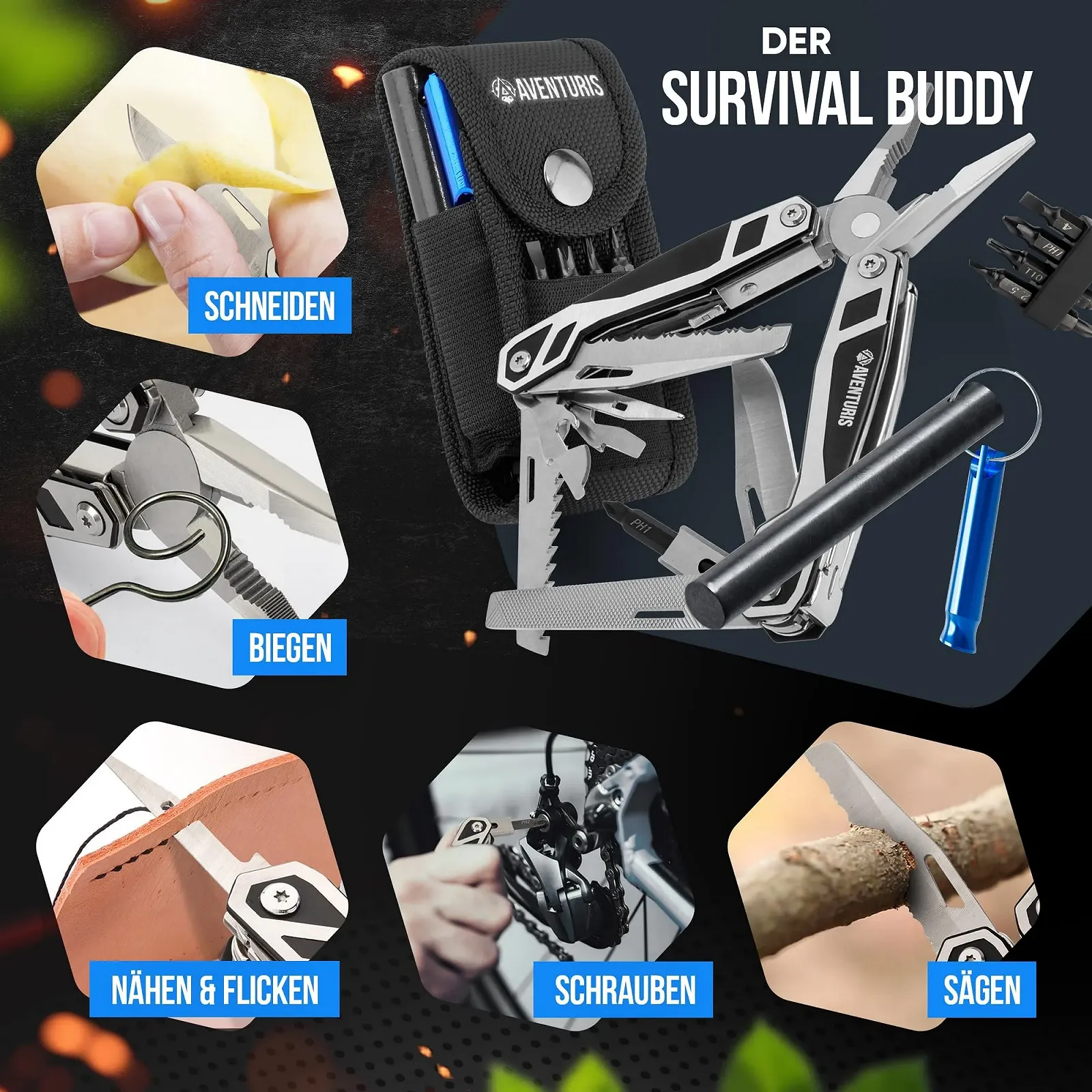 Мультитул Aventuris з кресалом, 21 функція, фото №5