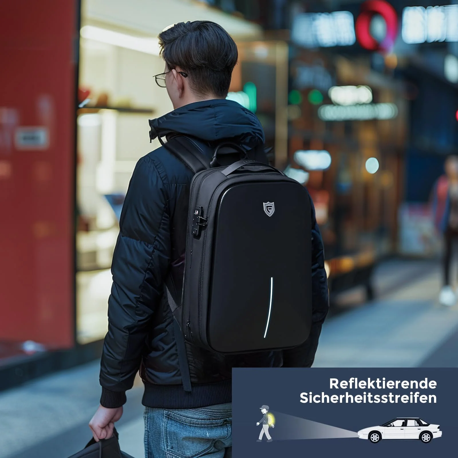Рюкзак для ноутбука FENRUIEN Expandable Hard Shell 15.6 дюймов 25L-33L с USB-портом, фото №5 Рюкзак для ноутбука FENRUIEN Expandable Hard Shell 15.6 дюймов 25L-33L с USB-портом, фото №5