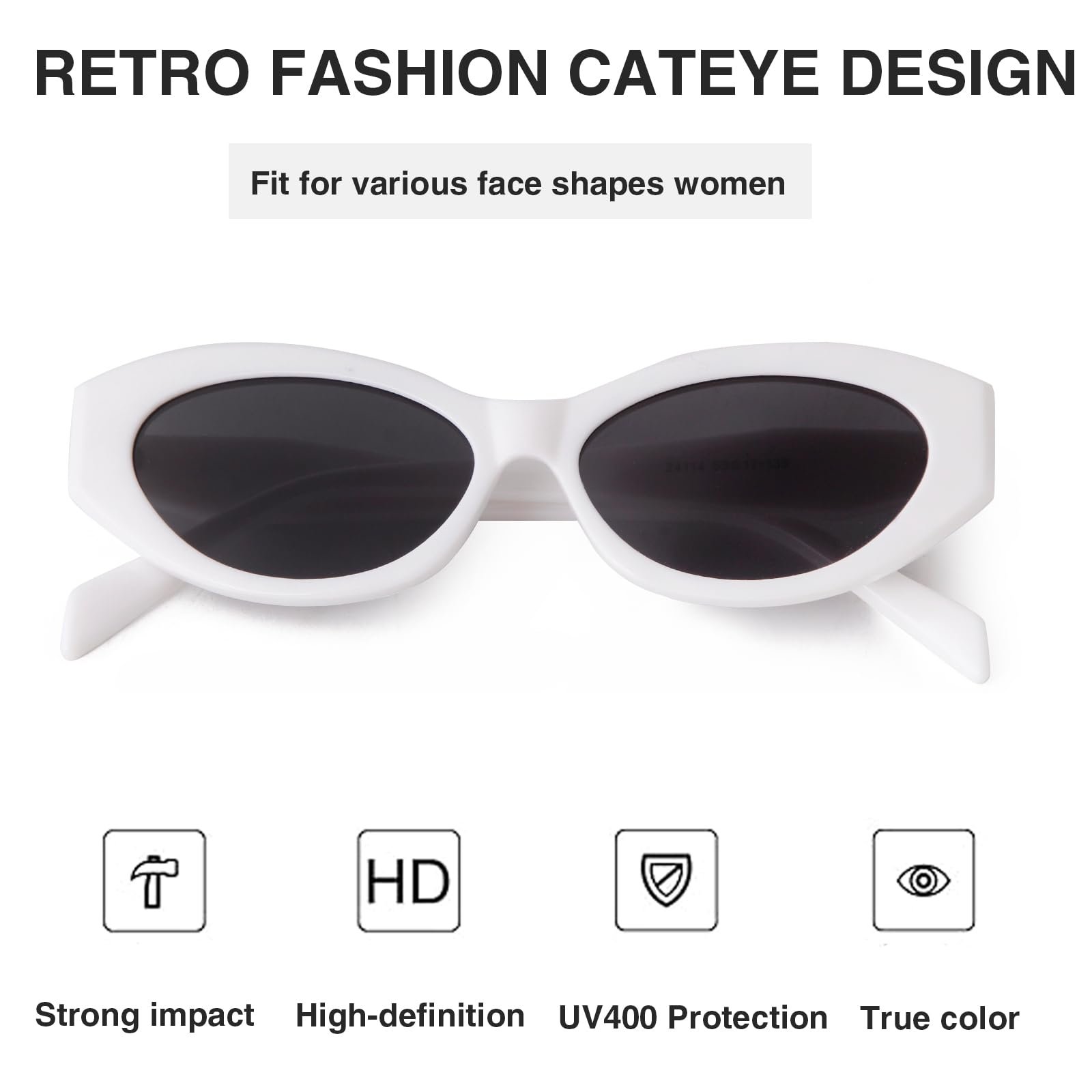 Сонцезахисні окуляри Laurinny Retro Oval для жінок та чоловіків, вінтажні «котяче око», фото №3