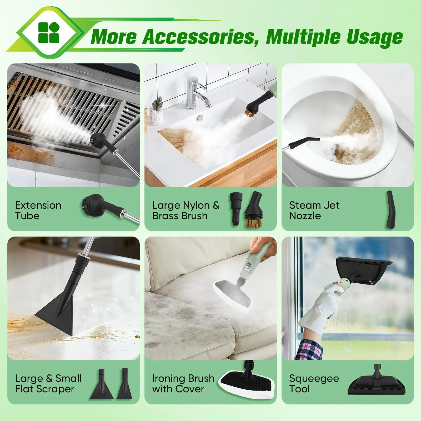 Пароочисник ручний 2500 Вт 1.1 л 6 швидкостей 11 аксесуарів, фото №7 Пароочисник ручний 2500 Вт 1.1 л 6 швидкостей 11 аксесуарів, фото №7