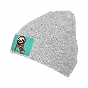 Вязаная шапка BROLEO Черный, узор ленивца, мягкая - Фото 1