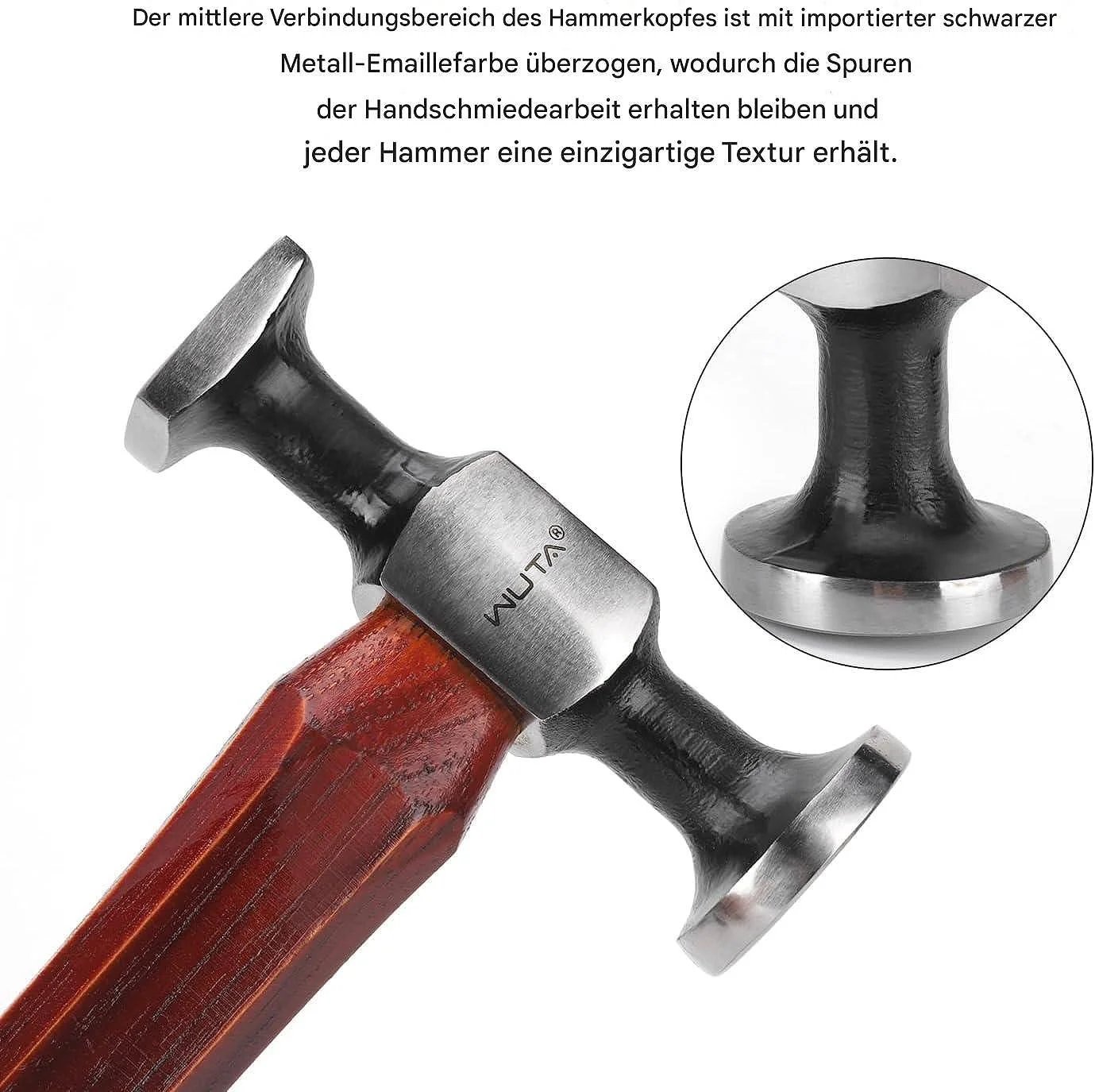 Молоток для кожи WUTA Carbon Steel Walnut Wood Double Headed, фото №3