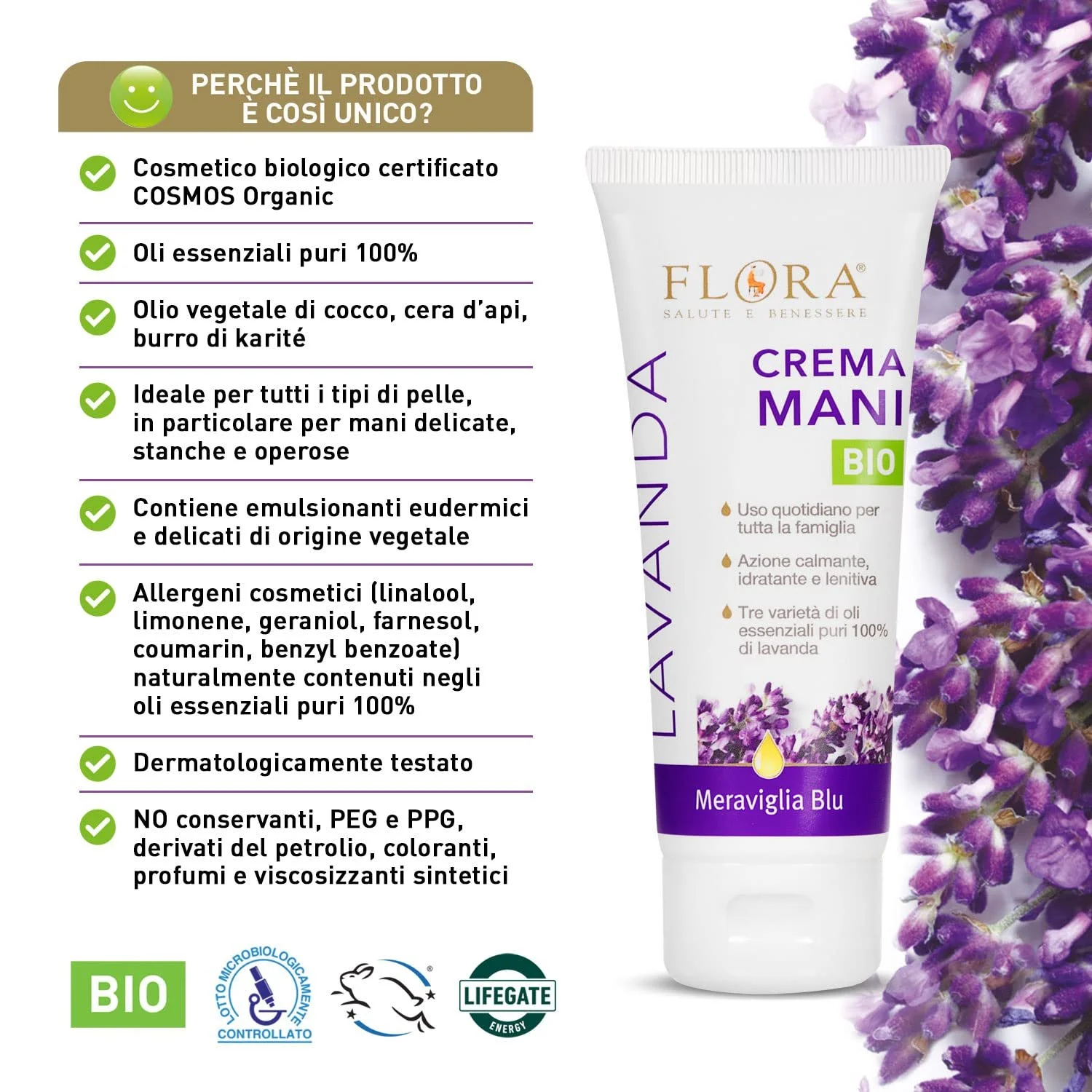 Крем для рук Flora Blue Лаванда органічний Bdih, Lavandel - 100 мл, фото №5 Крем для рук Flora Blue Лаванда органічний Bdih, Lavandel - 100 мл, фото №5