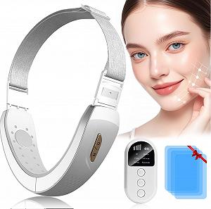 Електричний V-подібний масажер для обличчя Shiptree EMS Gua Sha Electric Фототерапія Червоний і Синій Чорний - Фото 1