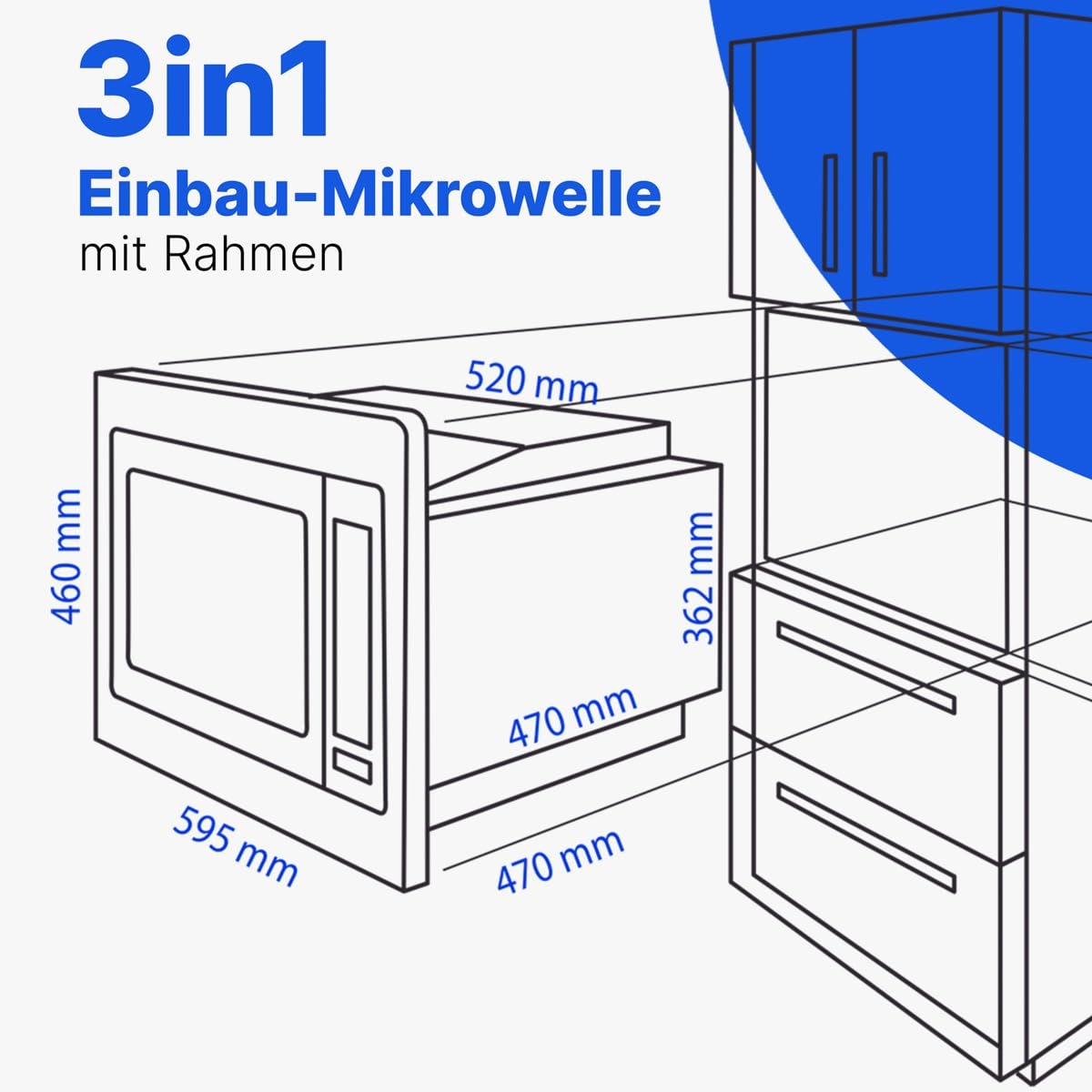 Встраиваемая микроволновая печь 25 L 900 W гриль конвекция нержавеющая сталь Silver, фото №4