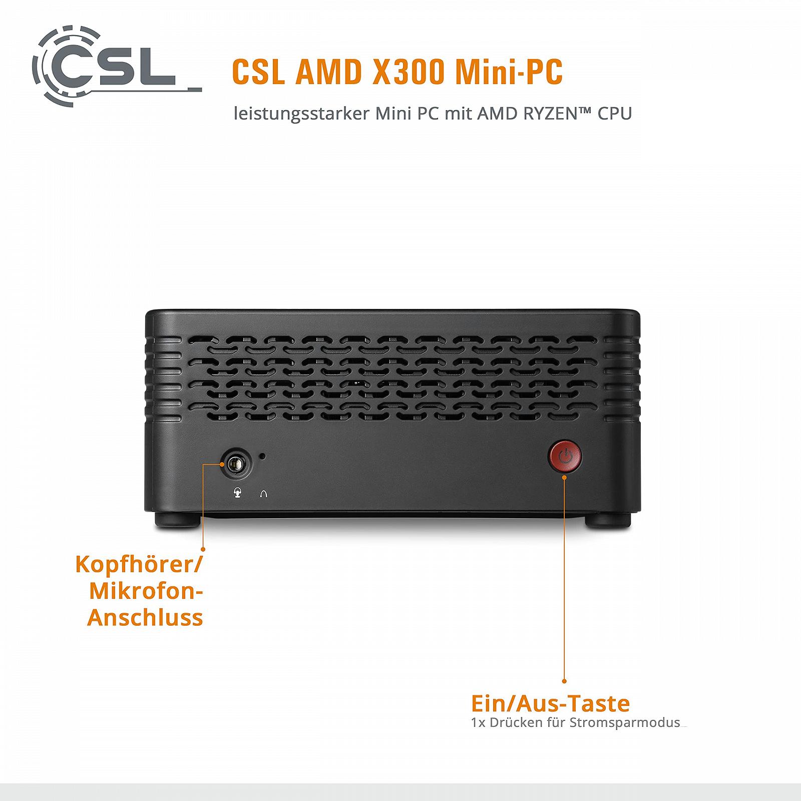 Міні ПК CSL X300 Windows 11 Home AMD Ryzen 7 5700G 8x3800МГц 1000ГБ M.2 SSD 16ГБ DDR4-RAM Radeon Vega 8 Graphics 4K@60Гц DP HDMI 2 USB 3.1 Dual WiFi BT 5.1, фото №3