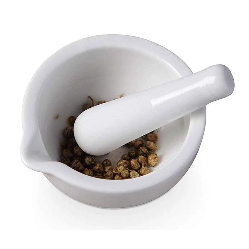 Ступка з товкачиком Біла порцелянова емаль, ручна шліфувальна машина/подрібнювач, фото №1