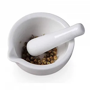 Ступка з товкачиком Біла порцелянова емаль, ручна шліфувальна машина/подрібнювач - Фото 1