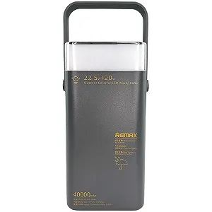 Повербанк з RGB 40000 мАг 22.5W Remax RPP-596, швидка зарядка, PD+QC, Сірий - Фото 1