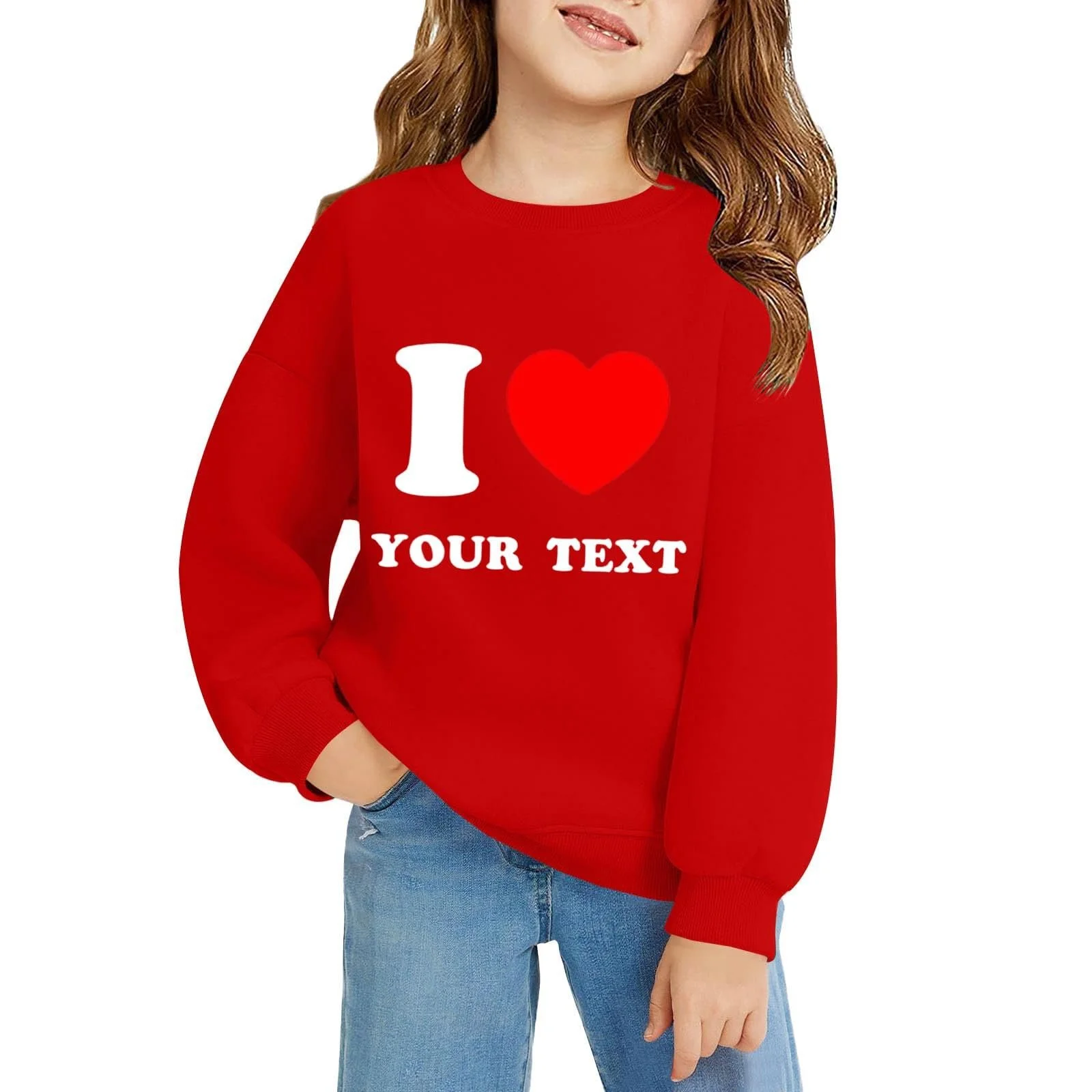 YHHRJAI Толстовка для девочки - Мягкий пуловер с круглым вырезом и принтом сердца, теплая хлопковая рубашка с длинными рукавами, повседневный топ, уютная куртка для малышей 3-14 лет, фото №5