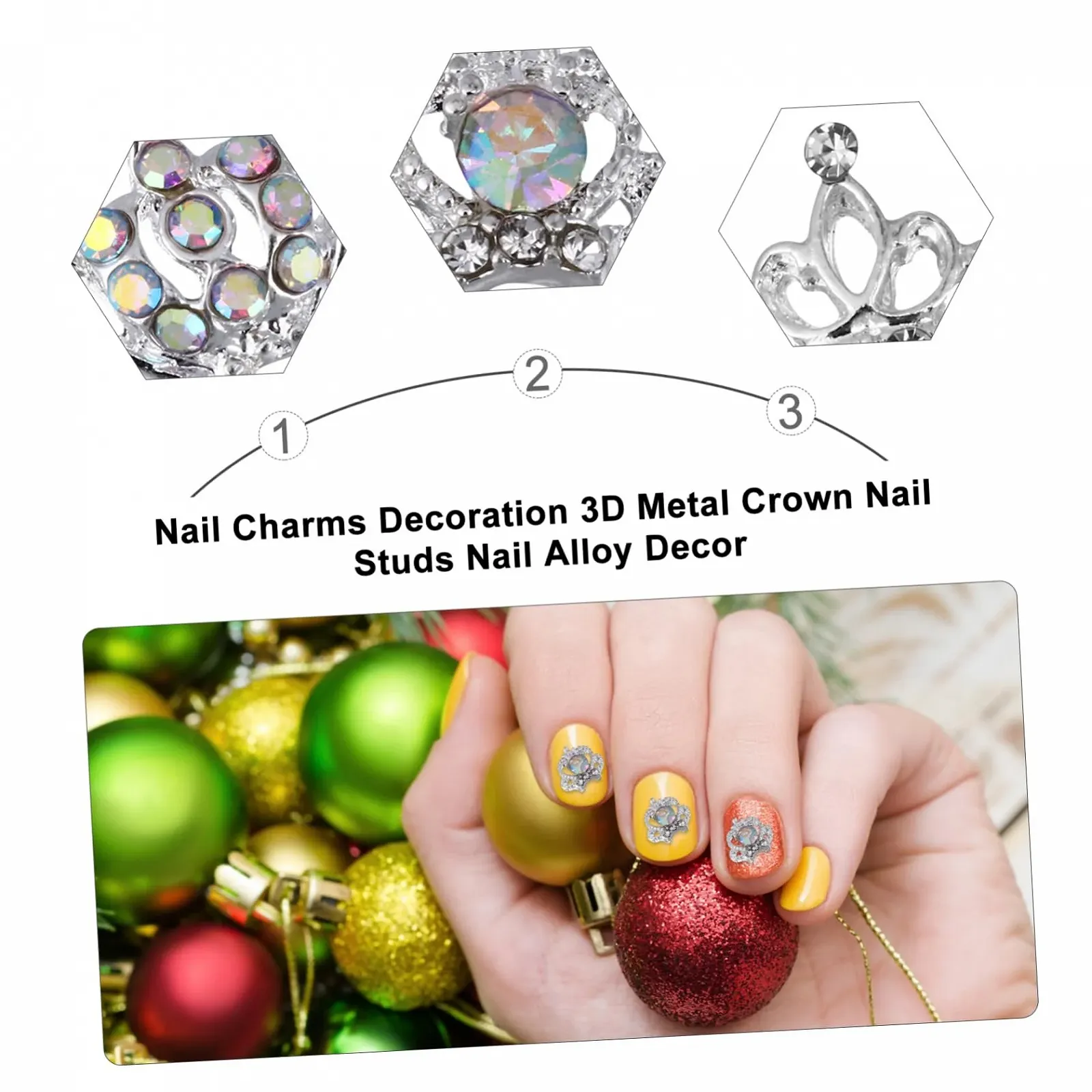 Набор из 50 штук сверл из сплава для ногтей, роскошные подвески для ногтей, подвески для ногтей, блестящие стразы для ногтей, подвески для ногтей в форме короны, бусины для ногтей, стразы для украшения ногтей, фото №7