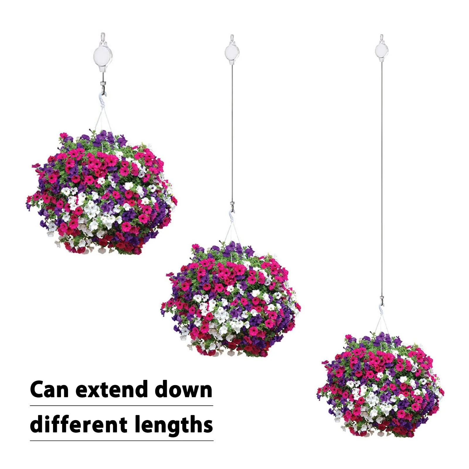 Подвесы для растений с роликовым механизмом 4 шт. Регулируемые Белые, фото №6