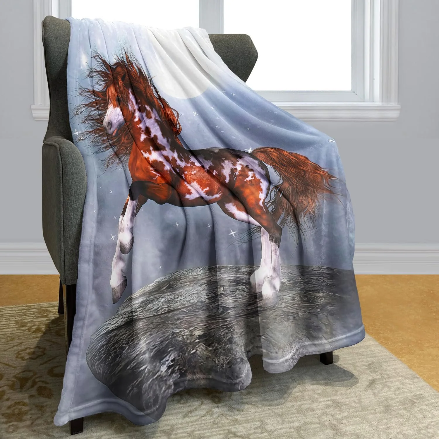 Плед YISUMEI Native Horse Флисовый 150 x 200 см, фото №2