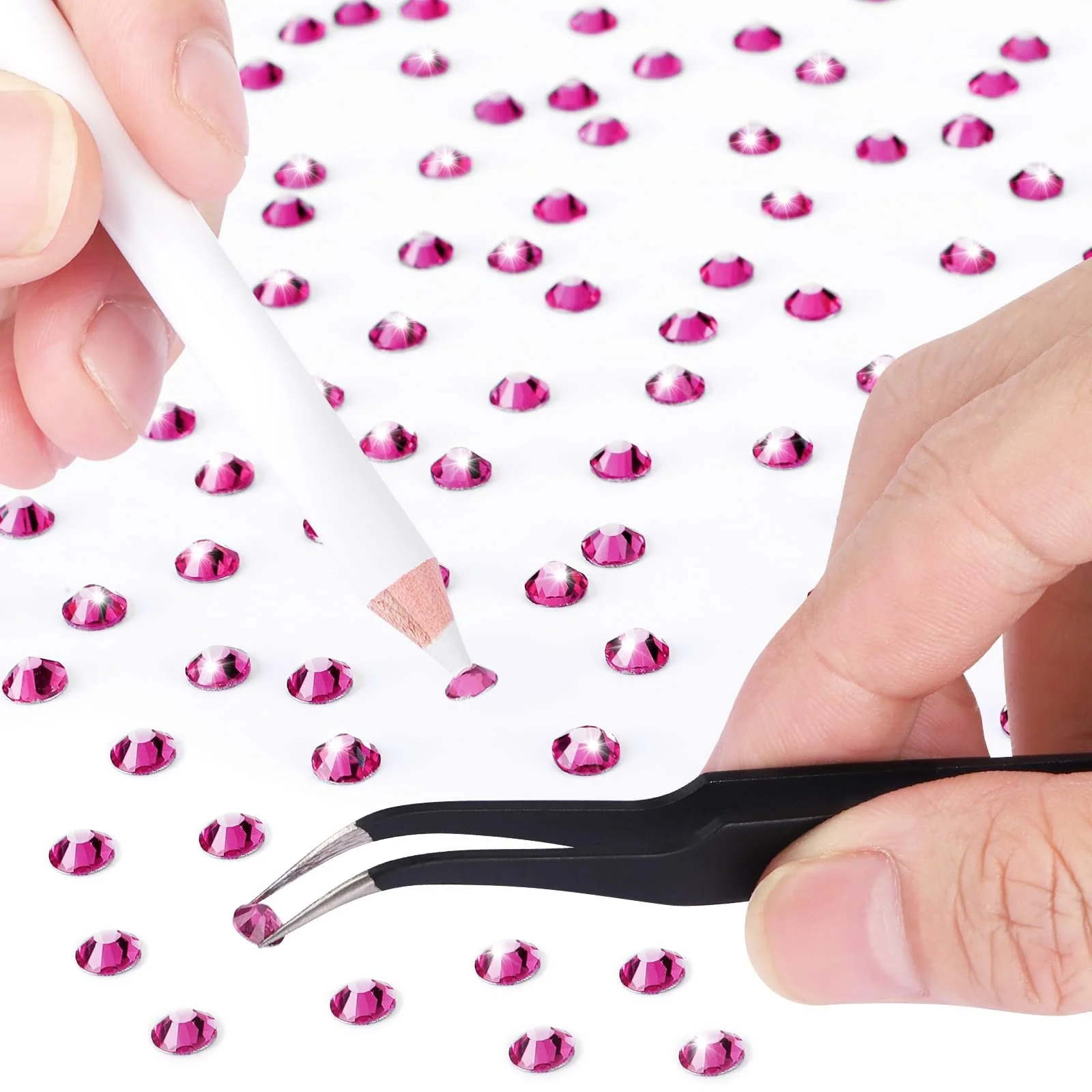 Стразы для ногтей Плоские Розовые 1.5 мм 4.8 мм, 6 Размеров, 4200 шт, фото №4
