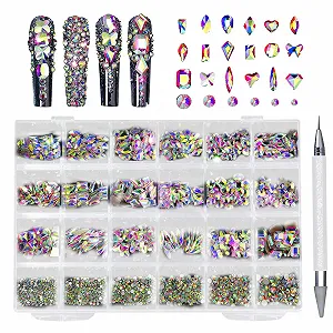 Стрази для нігтів Скляні діаманти Плоска задня частина 3D Стрази - Фото 1