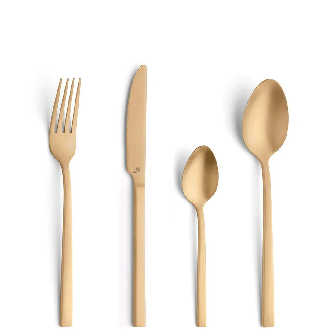 Набор столовых приборов B&R PANO PVD, золотой, 16 предметов, на 4 персоны, матовое золото, нержавеющая сталь 18/0, фото №7