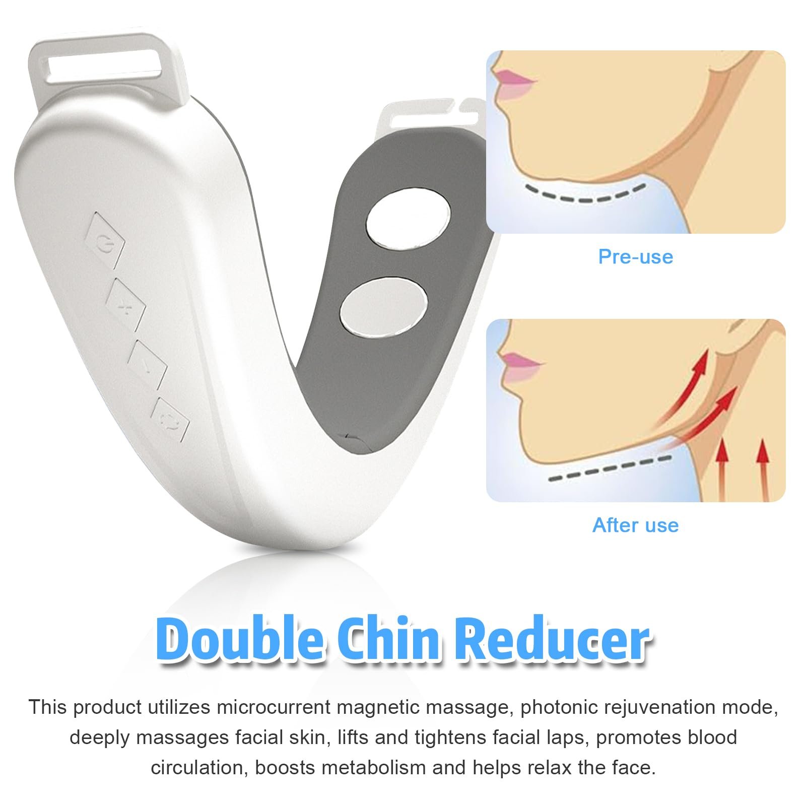 Прилад для V-подібної форми обличчя Forhome Beauty Meter, масажер для обличчя EMS, тренажер для щелепи, електричний, з 6 режимами та 12 рівнями інтенсивності, фото №5
