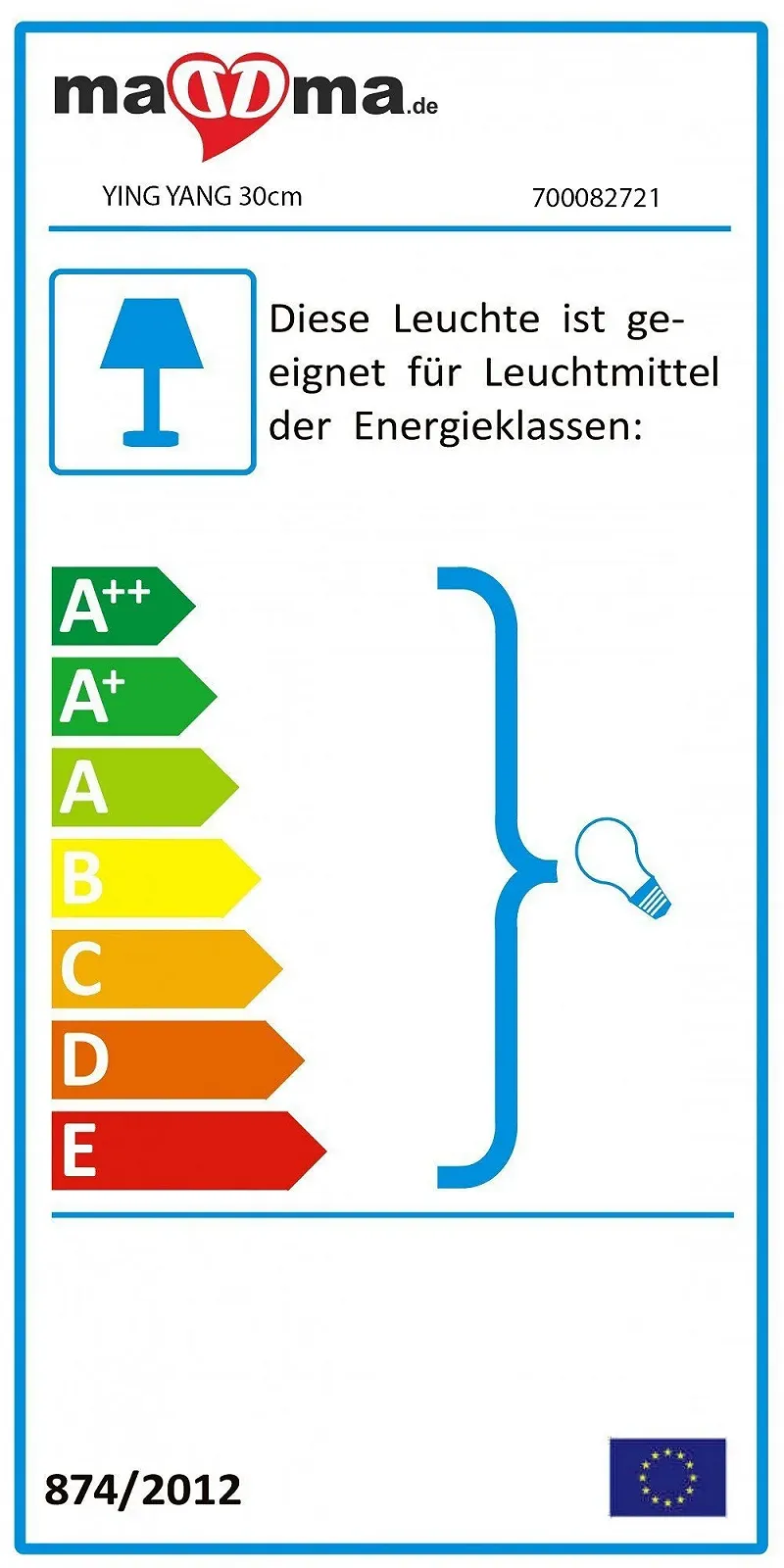 Декоративна лампа Ying Yang Round натуральні матеріали 30 см помаранчева, фото №3