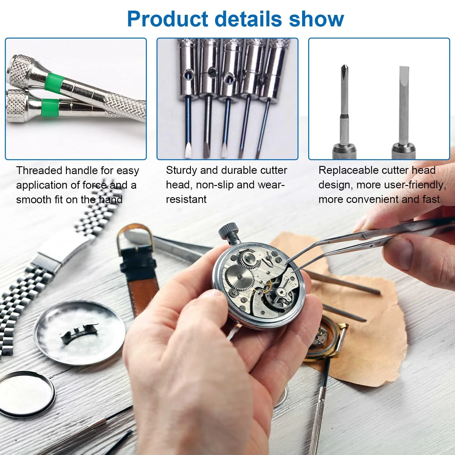 Набір годинникових викруток 13 прецизійний 13 шт. 0.6 мм - 2.0 мм з розмагнічувачем, фото №4