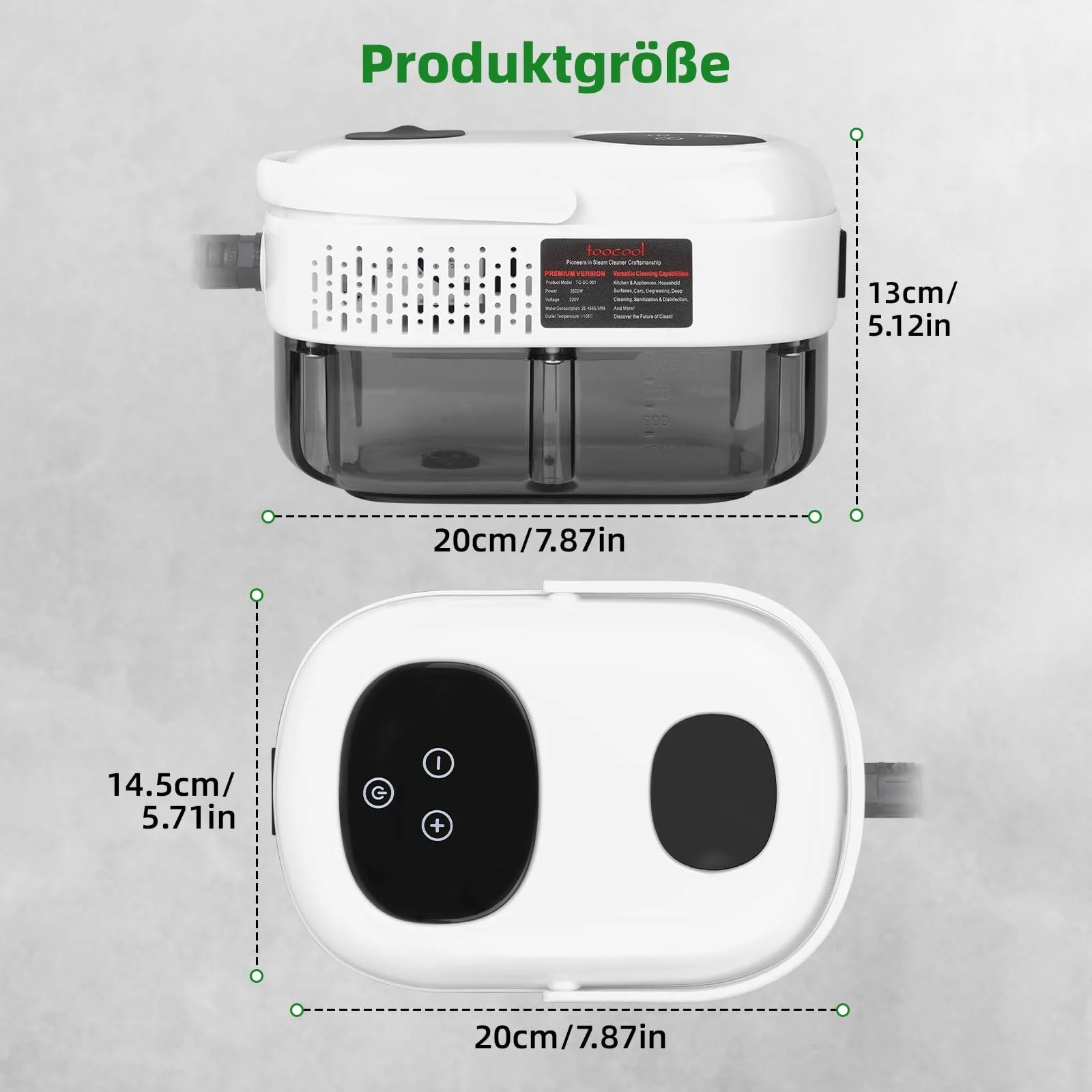 Пароочисник портативний 2500 W 1100 ml 3.0 Bar ручний 3 насадки 6 швидкостей Білий, фото №2 Пароочисник портативний 2500 W 1100 ml 3.0 Bar ручний 3 насадки 6 швидкостей Білий, фото №2