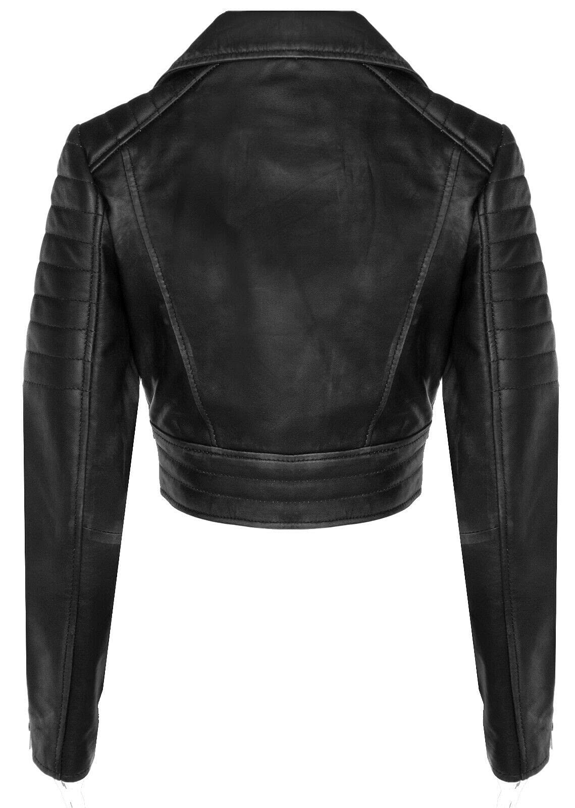 Куртка Infinity Leather Женская 100% Натуральная Кожа Черный Дизайн Байкерская Готическая Короткая, фото №3