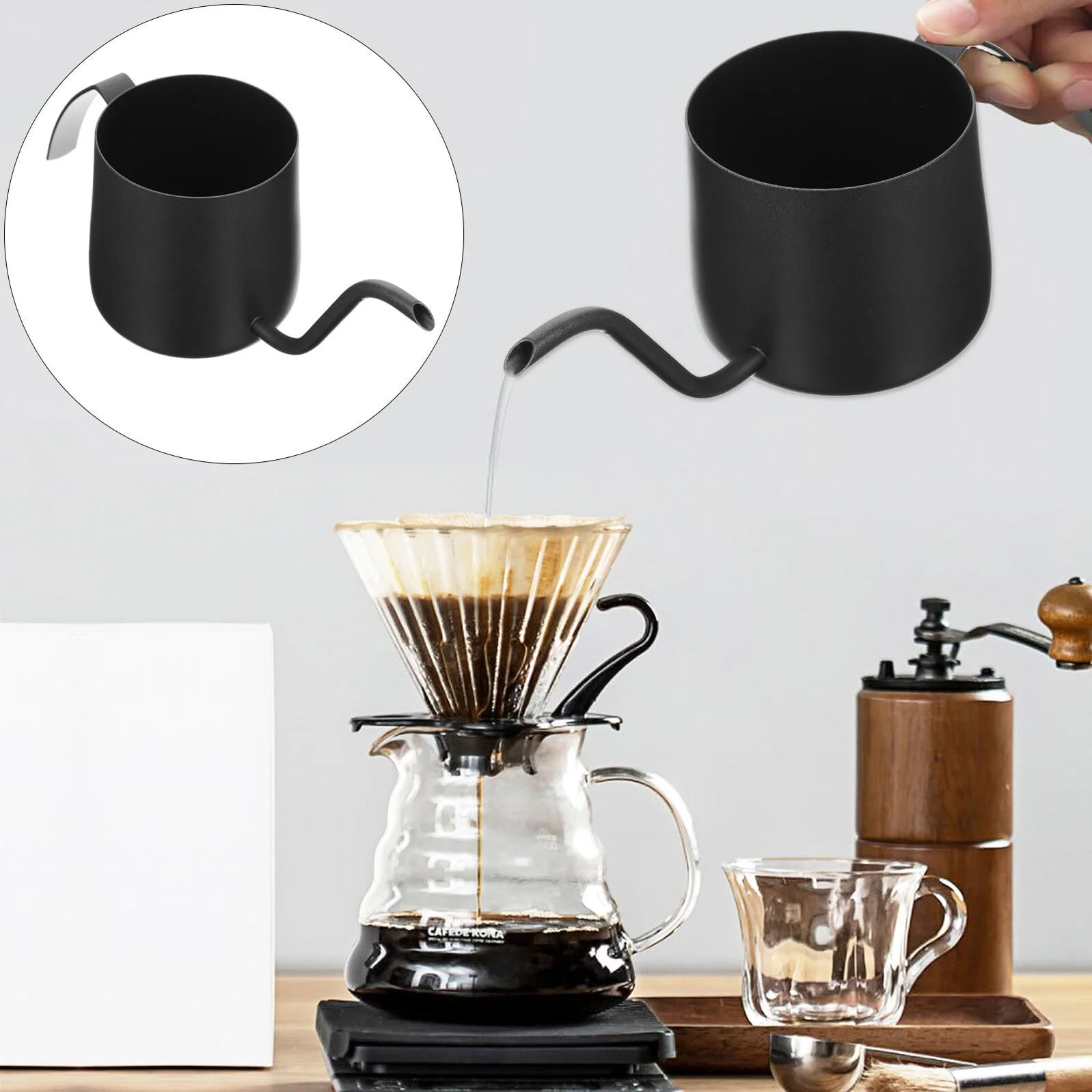 Кавник NUOBESTY Edelstahl 250 мл з довгим носиком та нековзною ручкою, фото №2