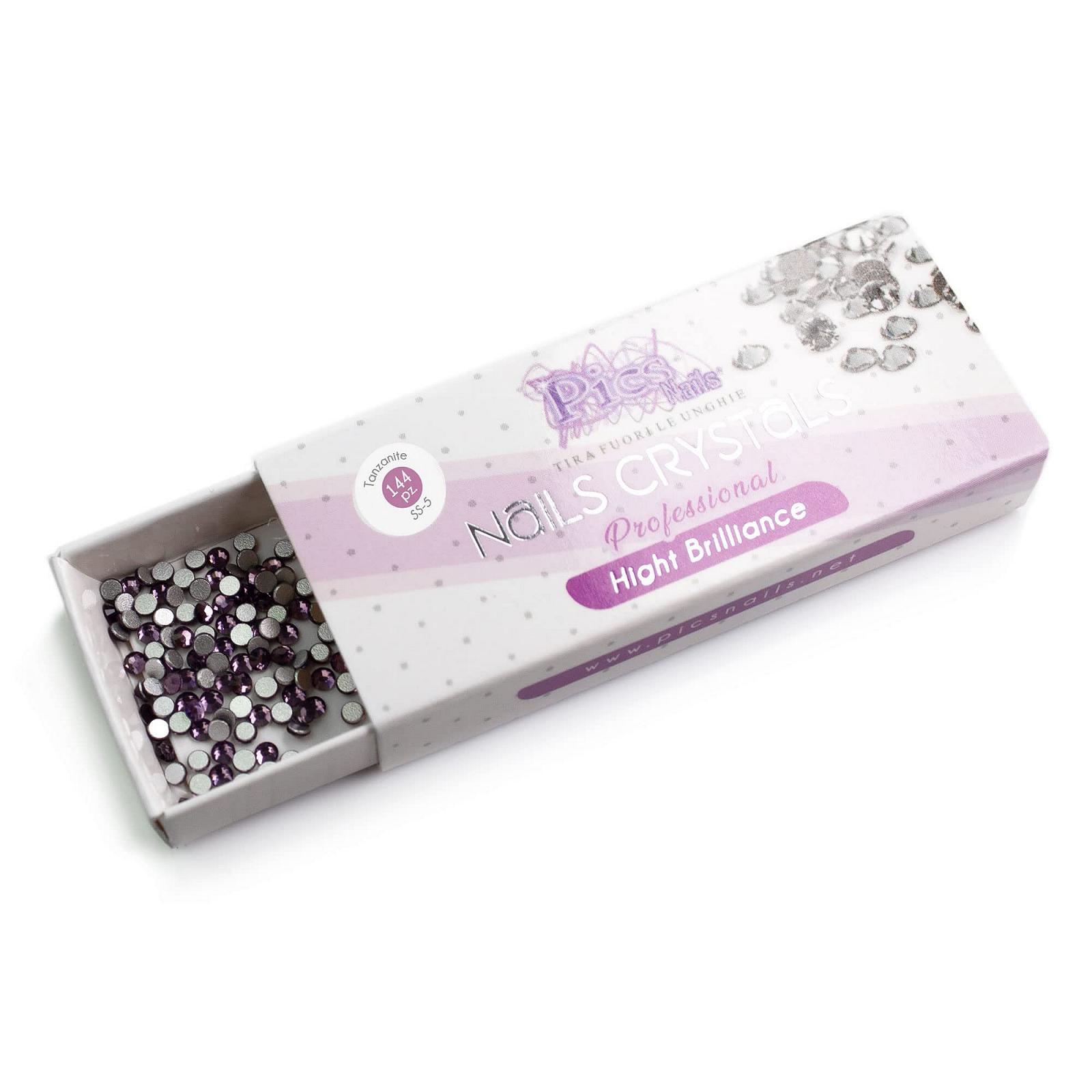 Блестки для ногтей для дизайна и украшений SS-5 (1.7 мм) 144 кристалла для ногтей профессионального качества, высокая яркость Танзанит, фото №2