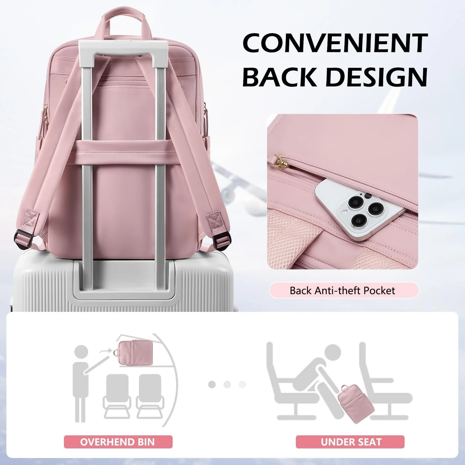 Рюкзак для ноутбука 15 дюймов элегантный водонепроницаемый Ballet Pink, фото №7 Рюкзак для ноутбука 15 дюймов элегантный водонепроницаемый Ballet Pink, фото №7