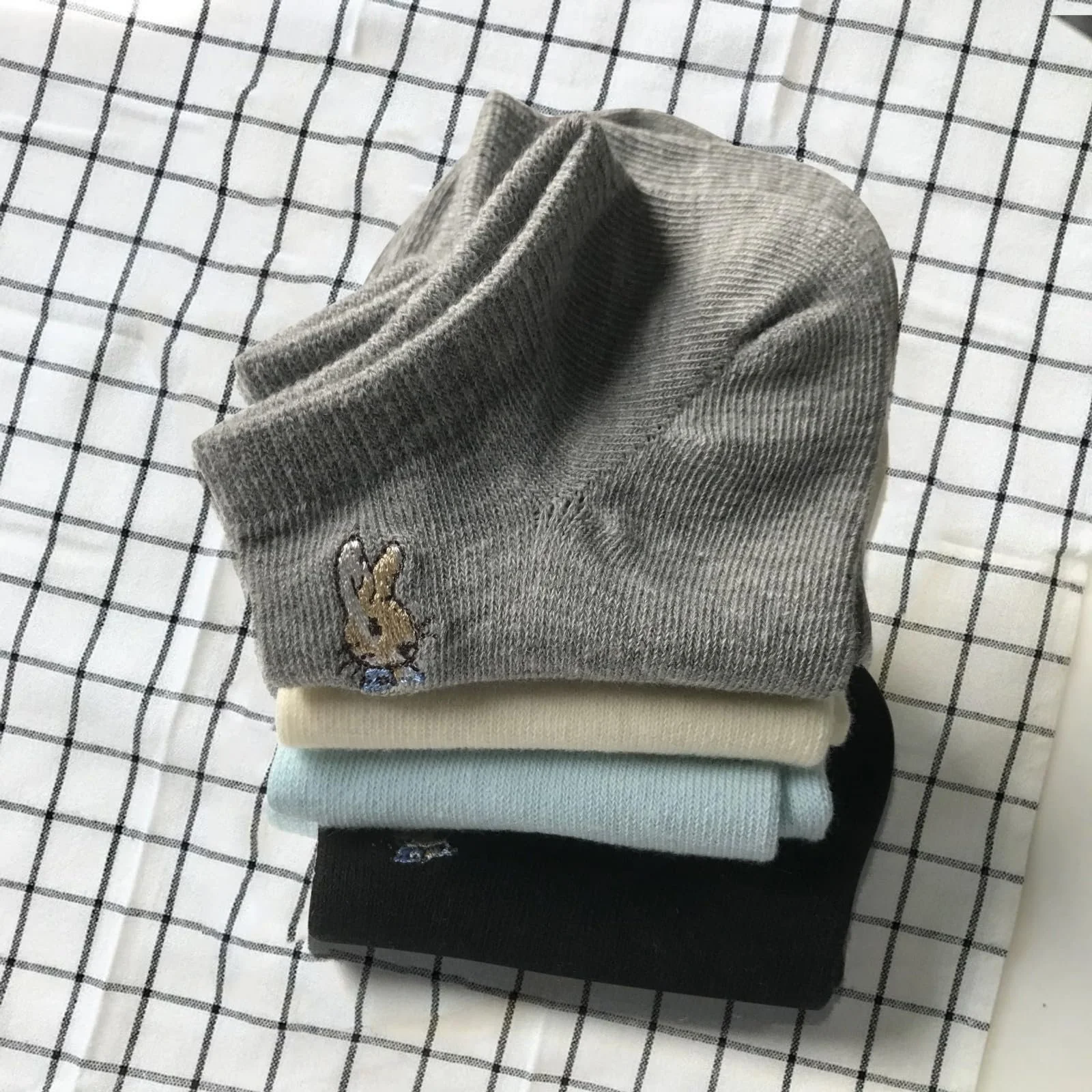 4 пари жіночих шкарпеток з вишивкою кролика, короткі бавовняні шкарпетки, фото №8