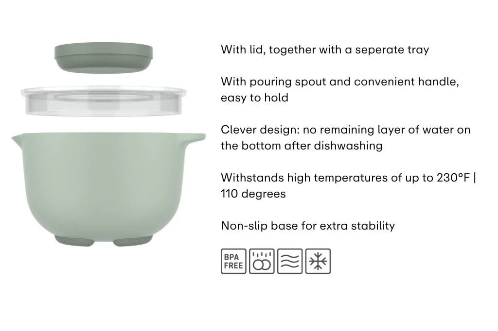 Чаша для смешивания Mepal Chef it с крышкой 3000 мл Nordic sage, фото №3