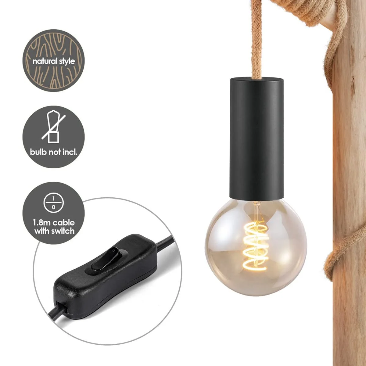 Настільна лампа Home Sweet Home Дерев'яна Морський стиль 21/21/55 см E27, фото №5