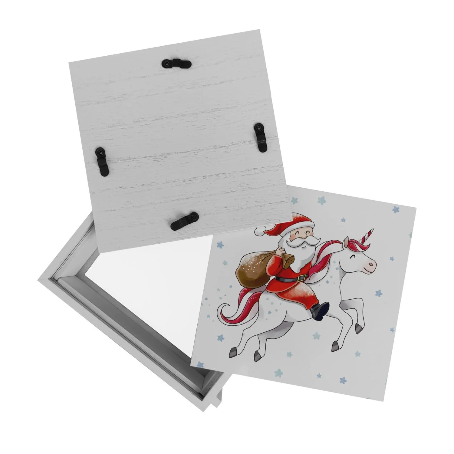 Скарбничка дерев'яна рамка Санта-Клаус на єдинорозі, фото №8
