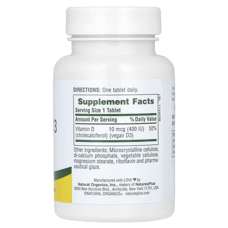 Витамин D3 Nature's Plus Vitamin 400 IU Water-Dispersible 90 Tablets, фото №2