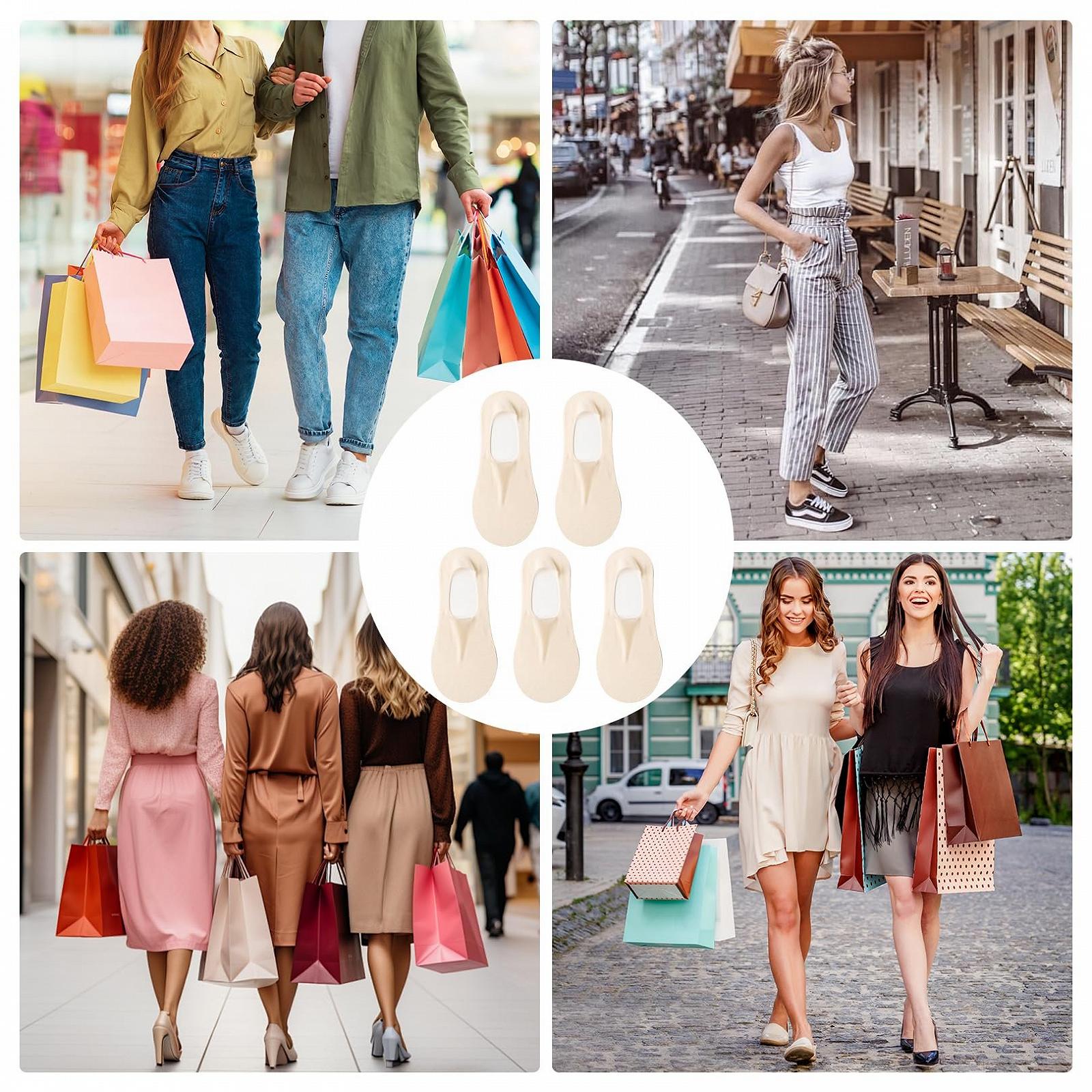 Набор из 5 пар женских носков-балеток, невидимые носки, женские носки размера 35-38, балетки, шелковые чулки, женские нескользящие полуноски, из ледяного шелка, хлопковые, нескользящие, тонкие, невидимые, низкие, телесного цвета, фото №7