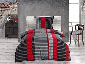 Комплект Постільної Білизни Class Home Collection, з Підковдрою, 135 x 200 см, Наволочкою, 80 x 80 см, Бавовна, з Блискавкою, Wind Red synthetic.ua - Фото 1