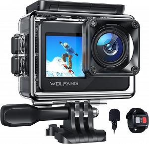 Екшн-камера WOLFANG GA120 4K 20MP WiFi, підводна камера 40 м, 170° ширококутна, з двома екранами, стабілізацією зображення ICE та комплектом аксесуарів для кріплення на шолом - Фото 1