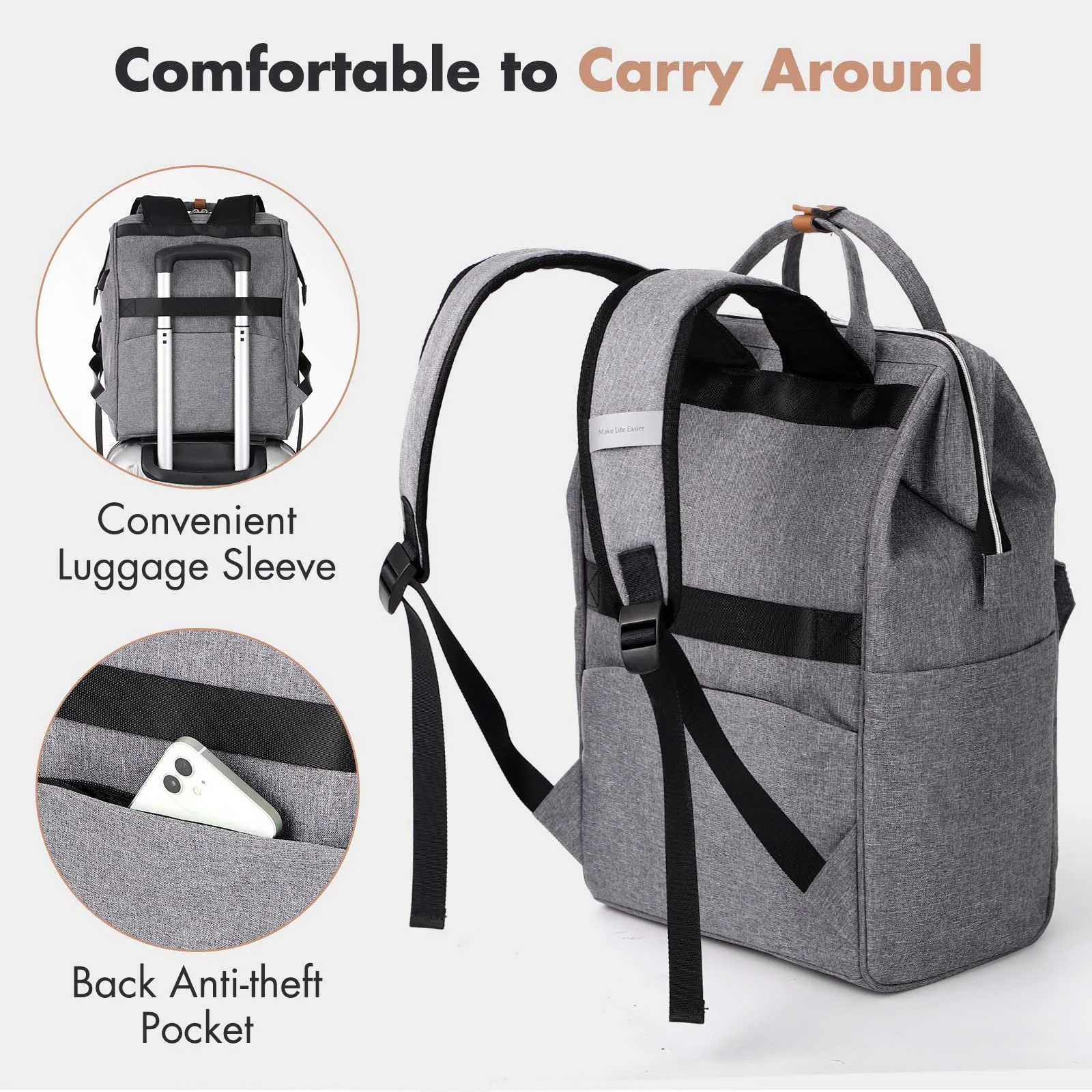 Рюкзак Lekesky School Bag для ноутбука 17.3 дюйма Сірий, фото №4 Рюкзак Lekesky School Bag для ноутбука 17.3 дюйма Сірий, фото №4