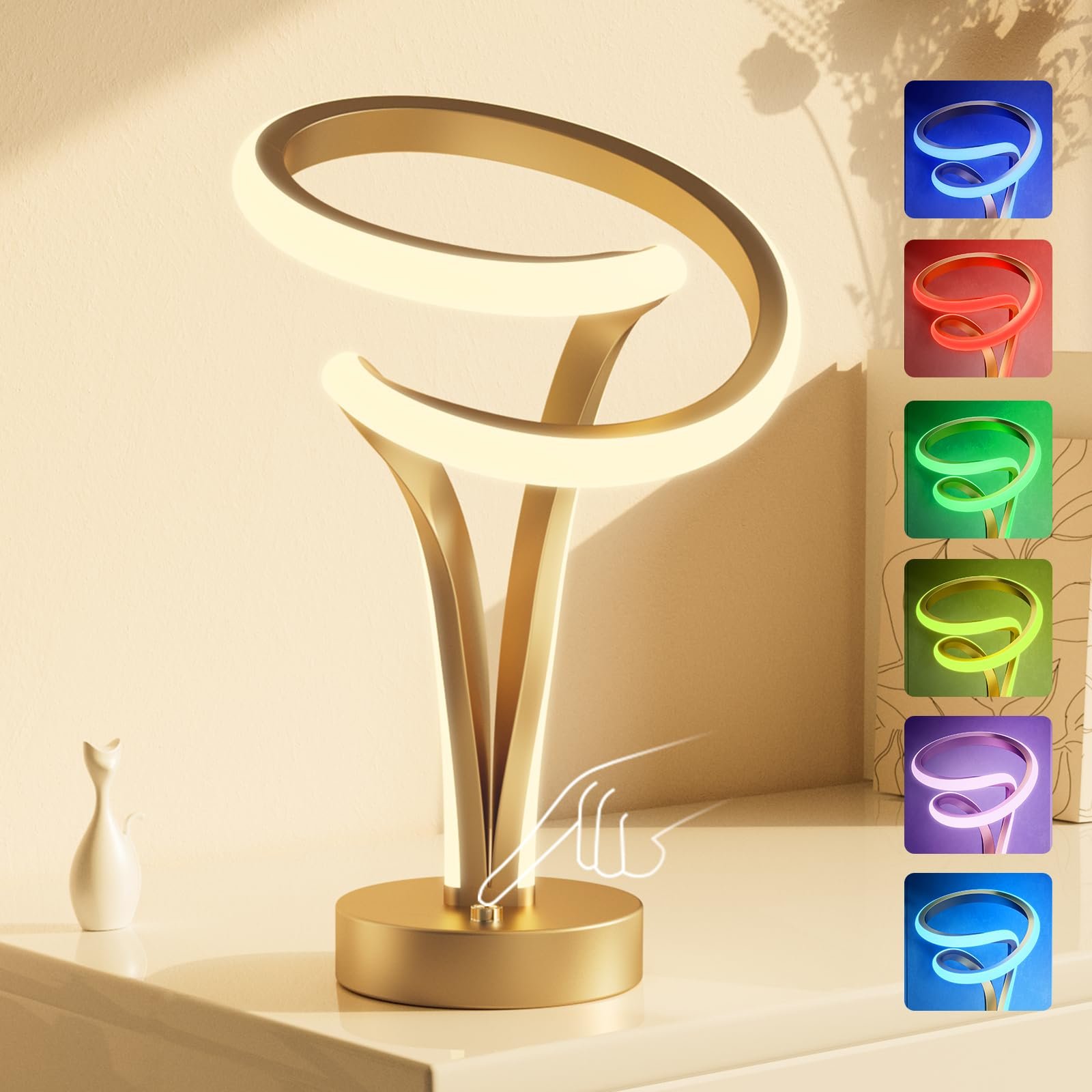 Настольная лампа LED Airnasa Bedside Gold RGB 10 Вт Touch Dimmable 10 режимов Spiral Gold, фото №1