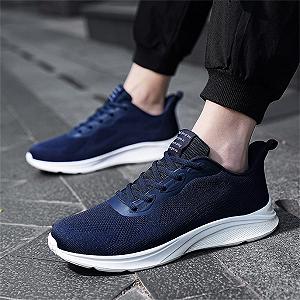 Кросівки Road Fashion Літні Чоловічі Дихаюча Сітка Плоскі На Шнурівці Повсякденні Червоні Чорні synthetic.ua - Фото 1