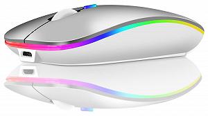 Мышь Bluetooth Беспроводная (Bluetooth 5.1 + USB 2.4 GHz) LED Двухрежимная Перезаряжаемая Оптическая Офисная Беспроводная Мышь для Ноутбука MacBook Air Pro, iPad, ПК, Компьютера, Настольного компьютера, Мышь с Адаптером USB C - Фото 1