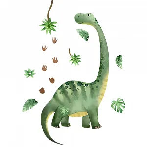 Наклейка на стіну Dinosaur XXL Динозаври рослини та вулкан Велика 139 x 176 см - Фото 1