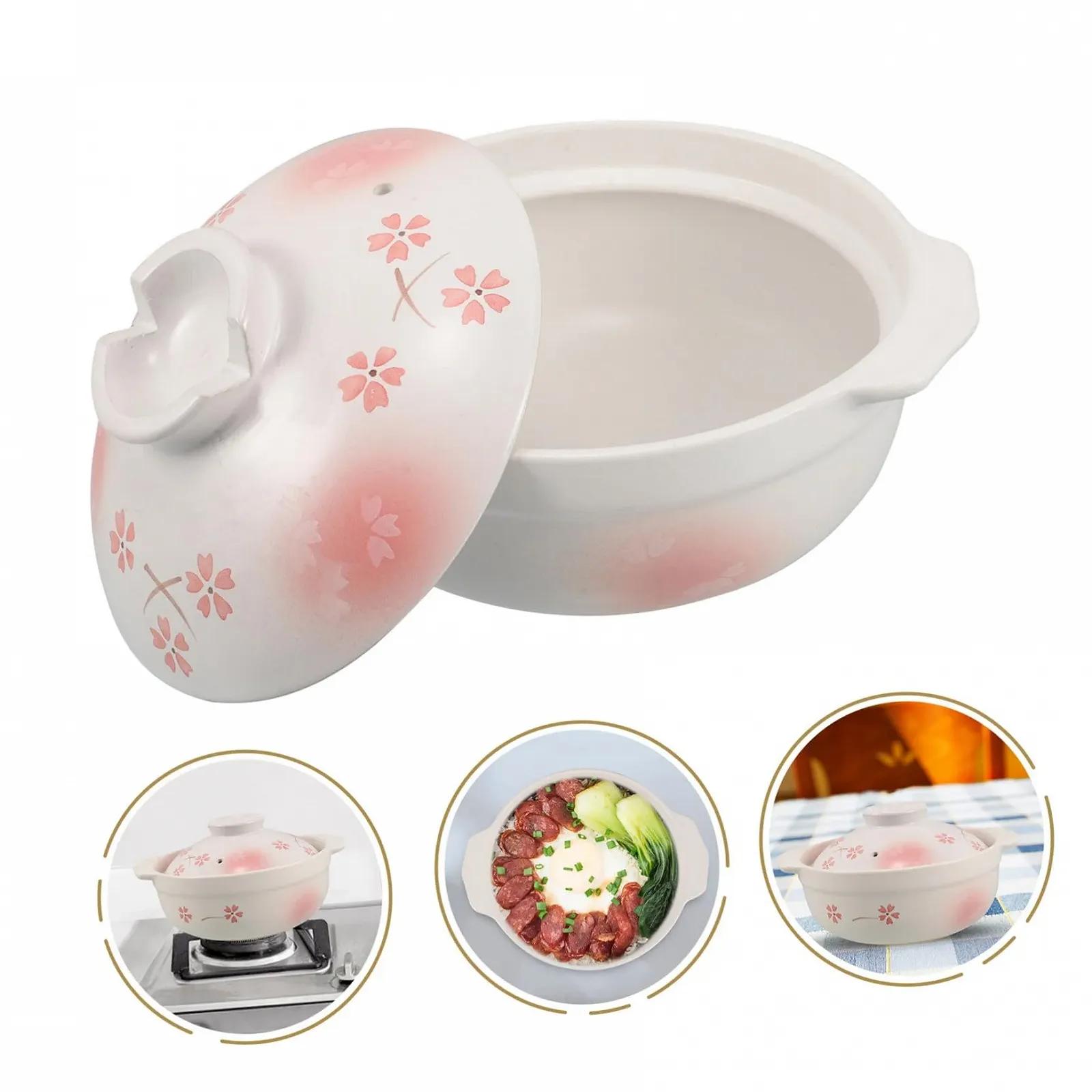 Японская глиняная кастрюля Донабе Garneck с крышкой для газовых плит, фото №7