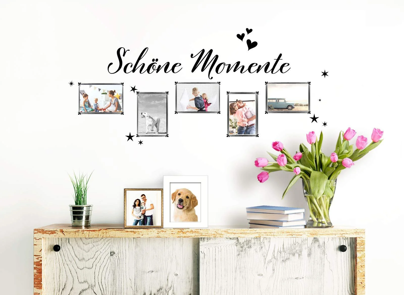 Наклейка на стіну W3477 Beautiful Moments + 5 фоторамок 89 x 40 см Чорна, фото №3